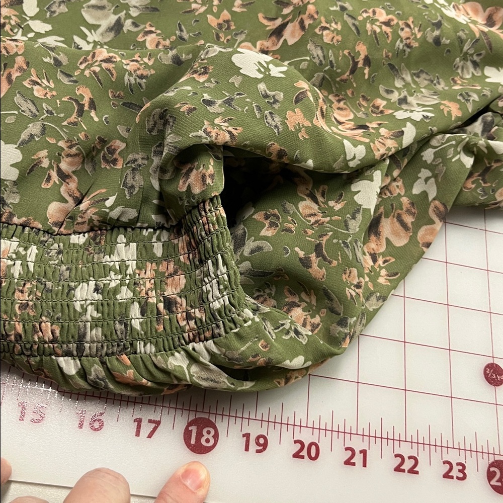 Olive Green Floral Tiered Midi Dress - Picture 14 of 16